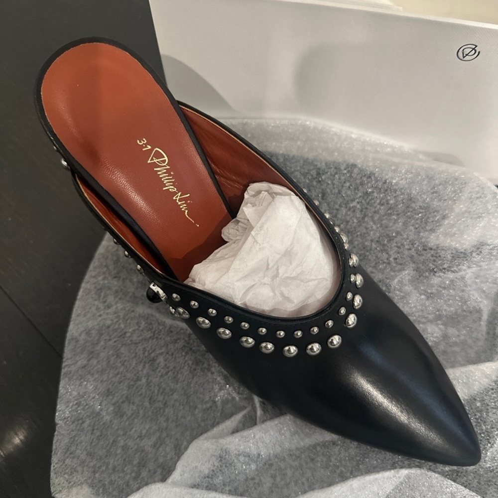 3.1 Phillip Lim Patsy Black Studded Mules - Picture 7 of 7